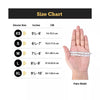 Size chart for disposable nitrile cleaning gloves showing measurements in inches and centimeters for XS to XL sizes.