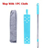 A grey mop with one piece of cloth and a telescopic handle is shown.