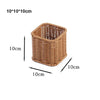 A small, rectangular handwoven rattan serving basket with dimensions of 10x10x10 cm.