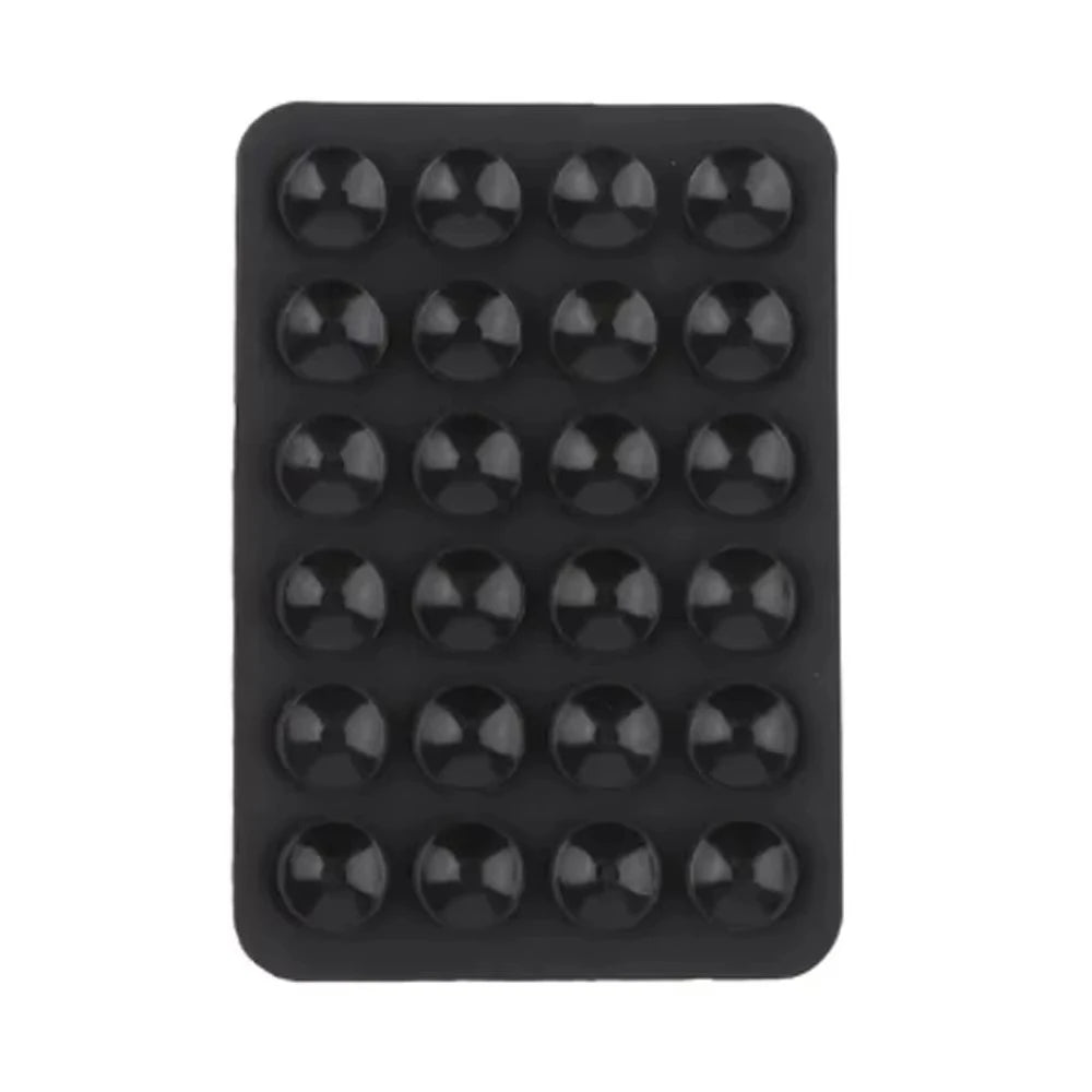 Black silicone suction cup phone stand with multiple holes for hands-free viewing