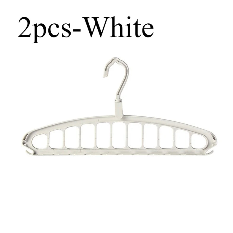 A white foldable multi-hole space-saving laundry drying rack with a hook.
