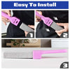 Three steps showing how to install a pink pumice cleaning scrubber stick for heavy duty cleaning.