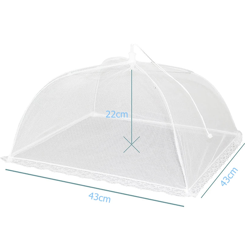 Durchsichtige weiße Netz-Lebensmittelschale in Kuppelform, 22 cm hoch und 43 cm lang.