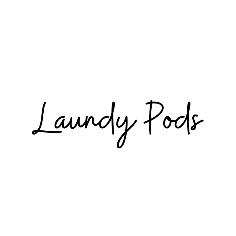 A handwritten style text displaying the words Laundry Pods