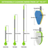 Extendable cleaning wand with various lengths and brush heads shown in different configurations