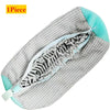 A single gray shoe cleaning cloth with a mesh lining and a teal trim is shown.