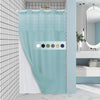 Hellblaue Waffel-Duschvorhang in einer Badewanne