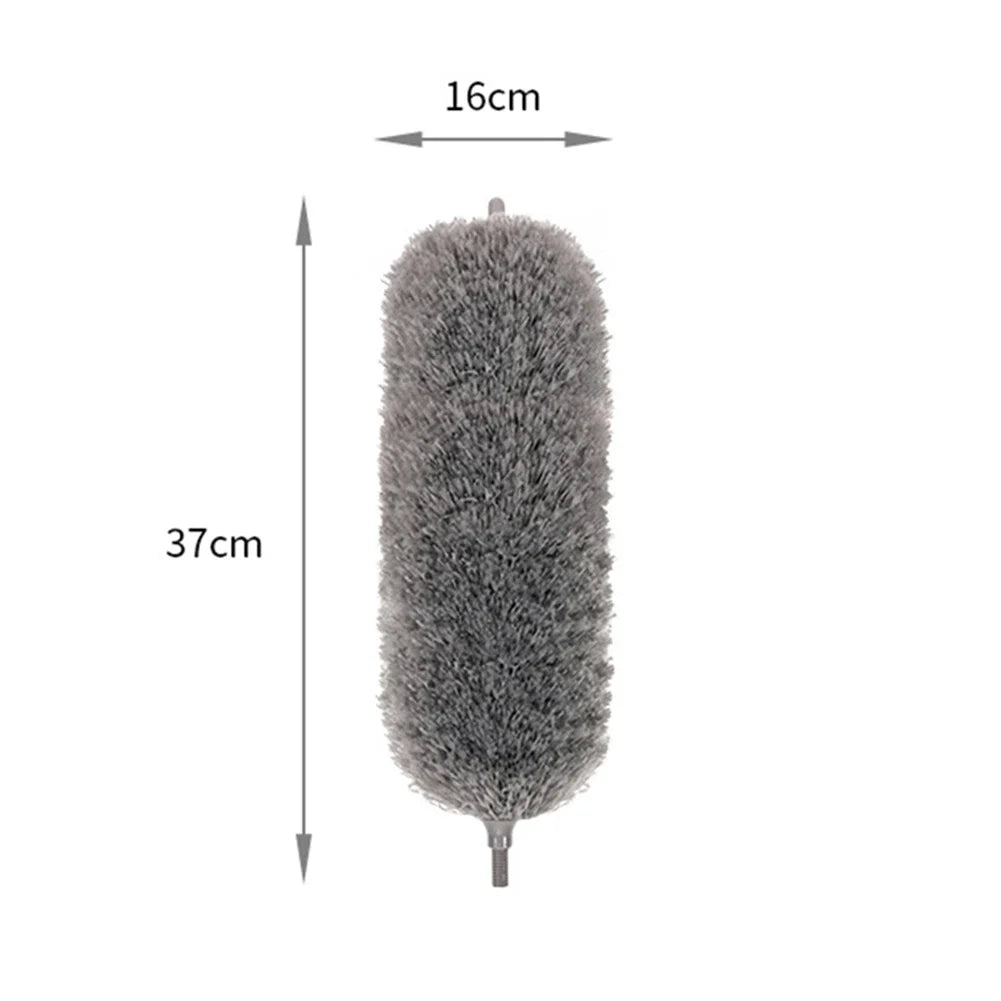 A fluffy gray microfiber duster with a 16cm length and 37cm total height.