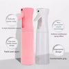 Pink and white refillable mist spray bottles with a delicate nozzle design and ergonomic grip