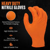 Guantes de nitrilo resistentes naranjas con textura de diamante y alta visibilidad