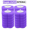Purple disposable toilet cleaning foam sponges, 24 pieces, measuring 5.5 by 5.5 cm.