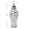 Silver ceramic flower vase shaped like a stylized, textured gourd with a lid.