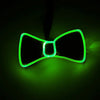 A glowing green bow tie shaped LED light-up anime glasses