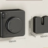 A black retractable stainless steel clothesline is shown with dimensions and a mounting bracket.