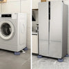 Anti-vibration feet installed under a white washing machine and a silver refrigerator.