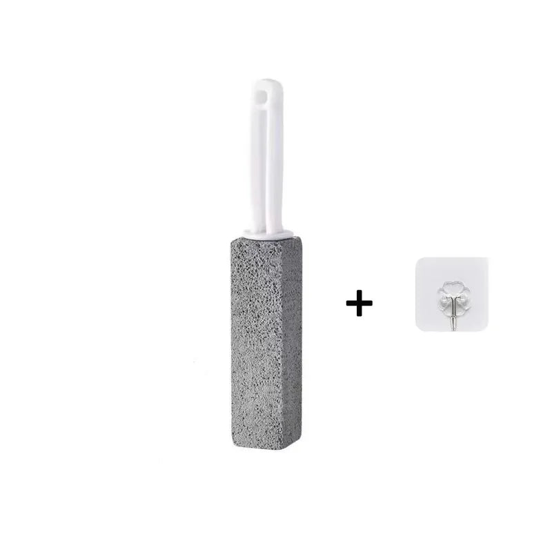 A heavy duty pumice cleaning scrubber stick with a white handle and gray pumice head.