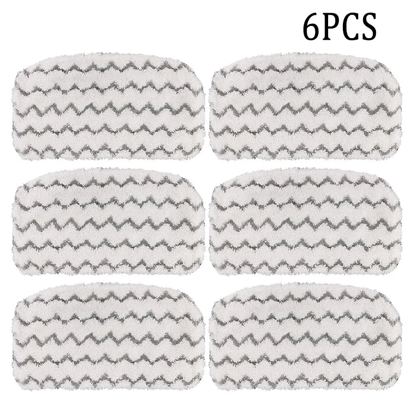 Six replacement microfiber pads for a shark steam mop, featuring a gray and white chevron pattern.