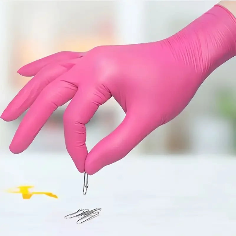 Fuchsia Nitrile Disposable Cleaning Gloves