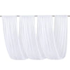 White sheer chiffon draping fabric suspended from a metal rod for ceiling decoration