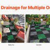 Various applications of anti-slip drainage mats including a garage, balcony, garden, and kitchen floor.